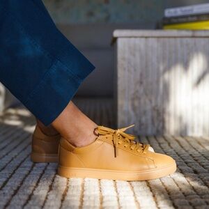 Clae Men's Mustard Leather Sneakers 9.5